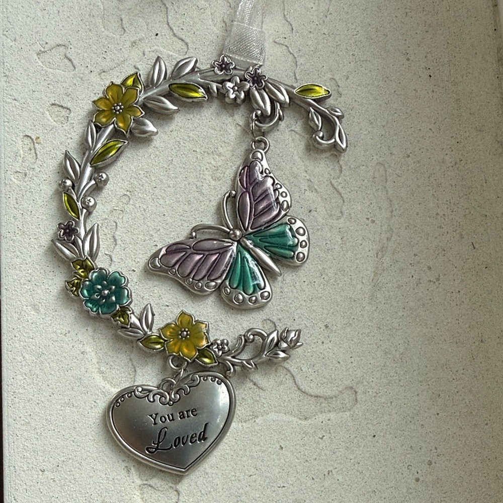 🦋 Hallmark Floral Butterfly and Heart Hanging  Charm/Ornament